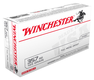 WINCHESTER USA 357 SIG 125GR FMJ-RN 50RD 10BX/CS - for sale