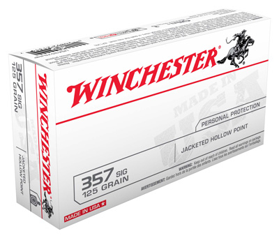 WINCHESTER USA 357 SIG 125GR JHP 50RD 10BX/CS - for sale