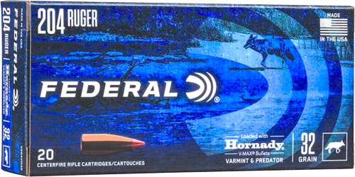 FEDERAL 204 RUGER 32GR V-MAX 20RD 10BX/CS - for sale