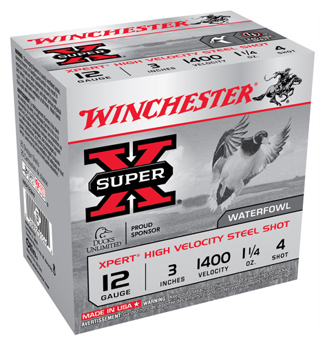WINCHESTER XPERT 12GA 3" 1400F STEEL #4 1-1/4OZ 25RD 10BX/CS - for sale