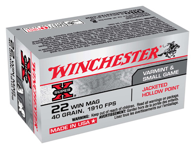 WINCHESTER SUPER-X 22WMR 40GR JHP 1910FPS 50RD 40BX/CS - for sale