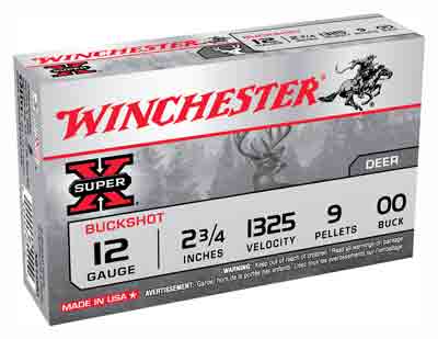 WINCHESTER SUPER-X 12GA 2.75" 1325FPS 00BK 9PLTS 5RD 50BX/CS - for sale