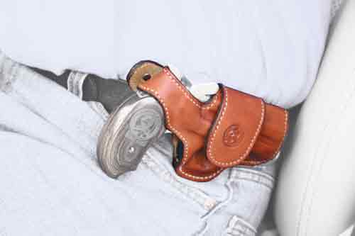 BOND ARMS DRIVING HOLSTER RH THUMBSNAP LEATHER TAN - for sale