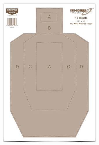 B/C TARGET EZE-SCORER 12"X18" IPSC PRACTICE 10 TARGETS - for sale