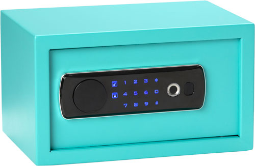 BULLDOG DUAL LED/BIOMETRIC VAULT 12"X8"X7 TEAL SPECKLE - for sale