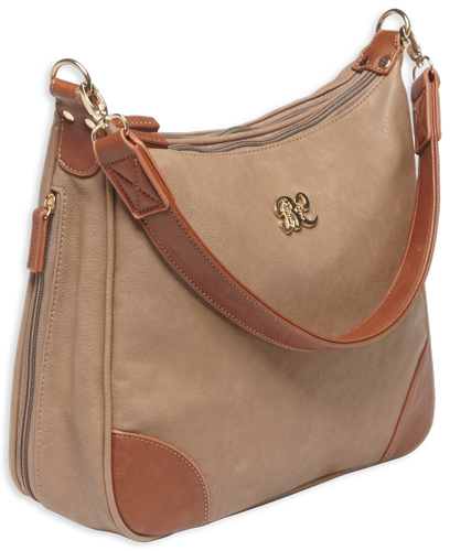 BULLDOG CONCEALED CARRY PURSE HOBO STYLE TAUPE W/TAN TRIM - for sale