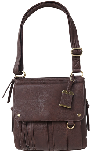 BULLDOG CONCEALED CARRY PURSE MED. CROSS BODY CHOCOLATE BRN - for sale