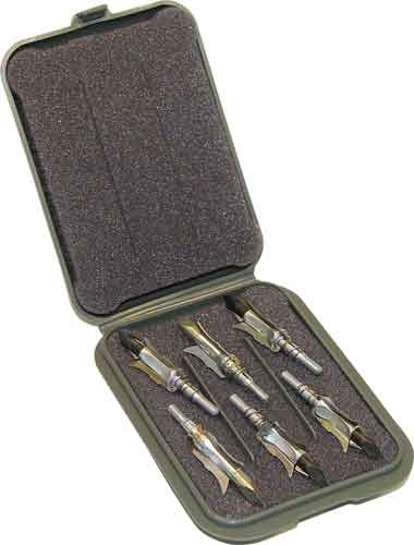 MTM MECHANICAL BROADHEAD CASE HOLDS 6 BROADHEADS ARMY GREEN - for sale