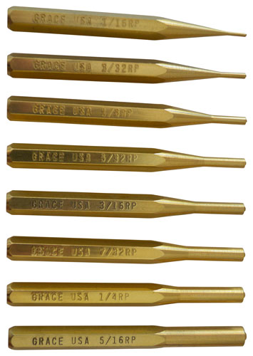 GRACE USA PUNCH SET ROLL PIN PUNCH SET OF 8 BRASS - for sale