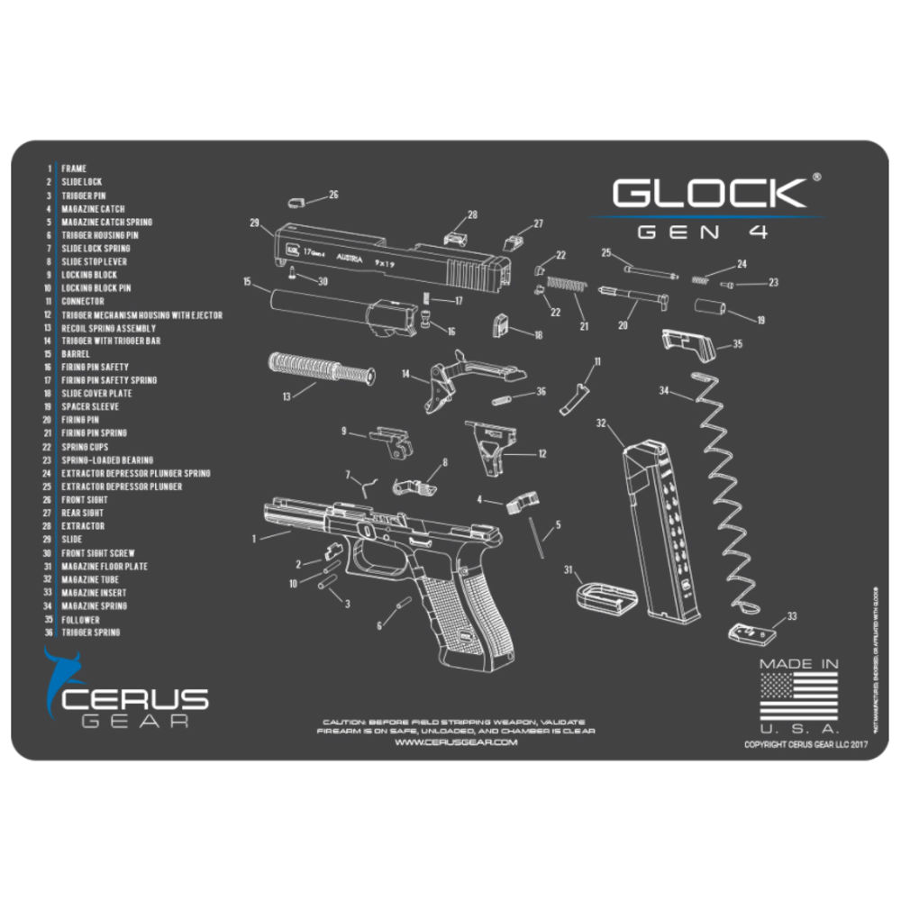 cerus gear - HMGLKG4SCHGRY - GLOCK GEN 4 SCHEMATIC GRAY/BLUE for sale