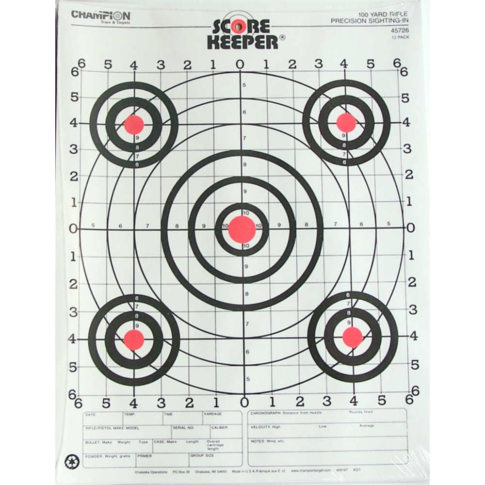 CHAMPION ORANGE SCORE KEEPER TARGET 100YD SMALL BORE RFL SI 12-PK ( 70 PER CASE ) - for sale