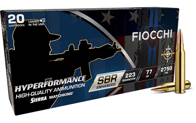 FIOCCHI HYPERFORMANCE SBR ENHANCED AMO 223 REM 77GR HPBT 20RD BOX ( 10 BOXES PER CASE ) - for sale