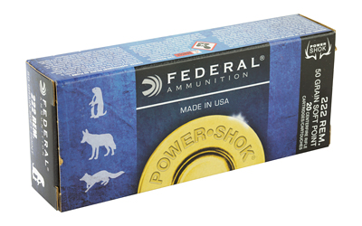 FEDERAL POWER SHOK AMO 222 REM 50GR HSSP 20RD (10 BOX CASE) - for sale