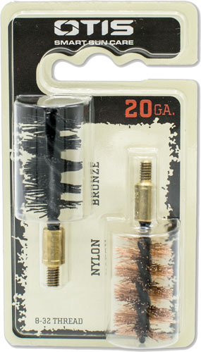 OTIS 20 GA  SHOTGUN  BORE BRUSH 2/PK 1-NYLON/1-BRONZE ( 12 PER CASE ) - for sale