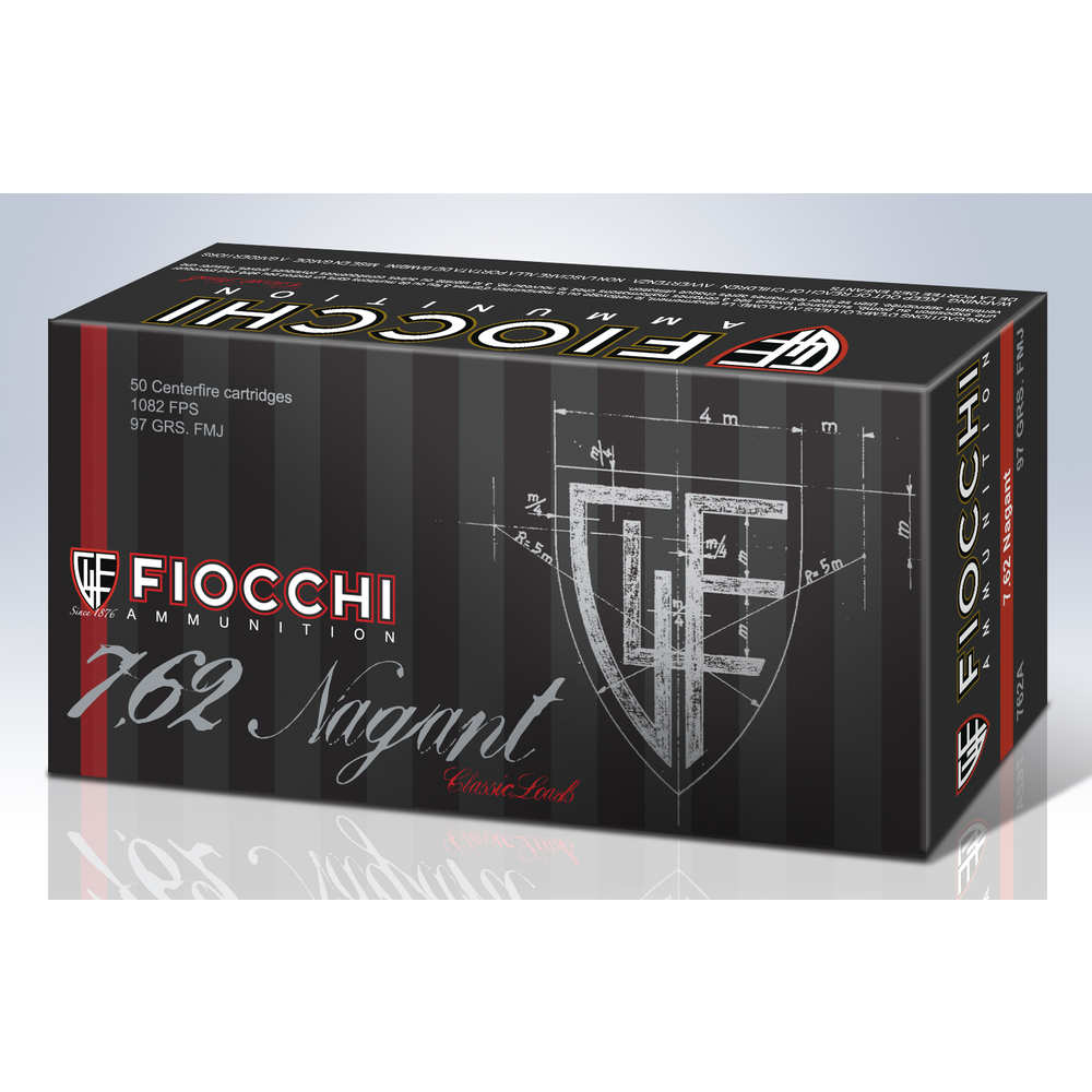 FIOCCHI 7.62 NAGANT 97GR FMJ 50RD 20BX/CS - for sale