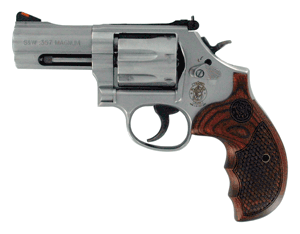S&W 686 DELUXE .357 3" AS 7-SH ROUND BUTT CHECKERED WOOD GRIP - for sale