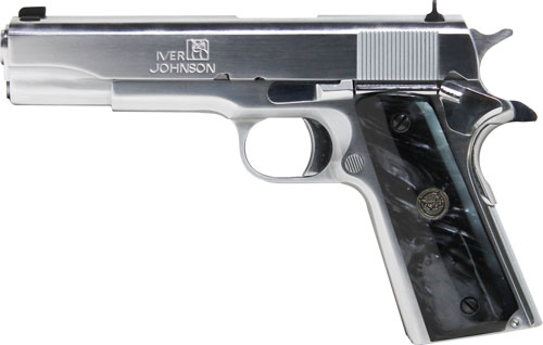 IVER JOHNSON 1911A1 .38 SUPER 5" FS 9RD CHROME BLACK PEARL - for sale