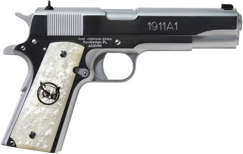 IVER JOHNSON 1911A1 .45ACP 5" FS 8RD CHROME WHITE PEARL GRIP - for sale