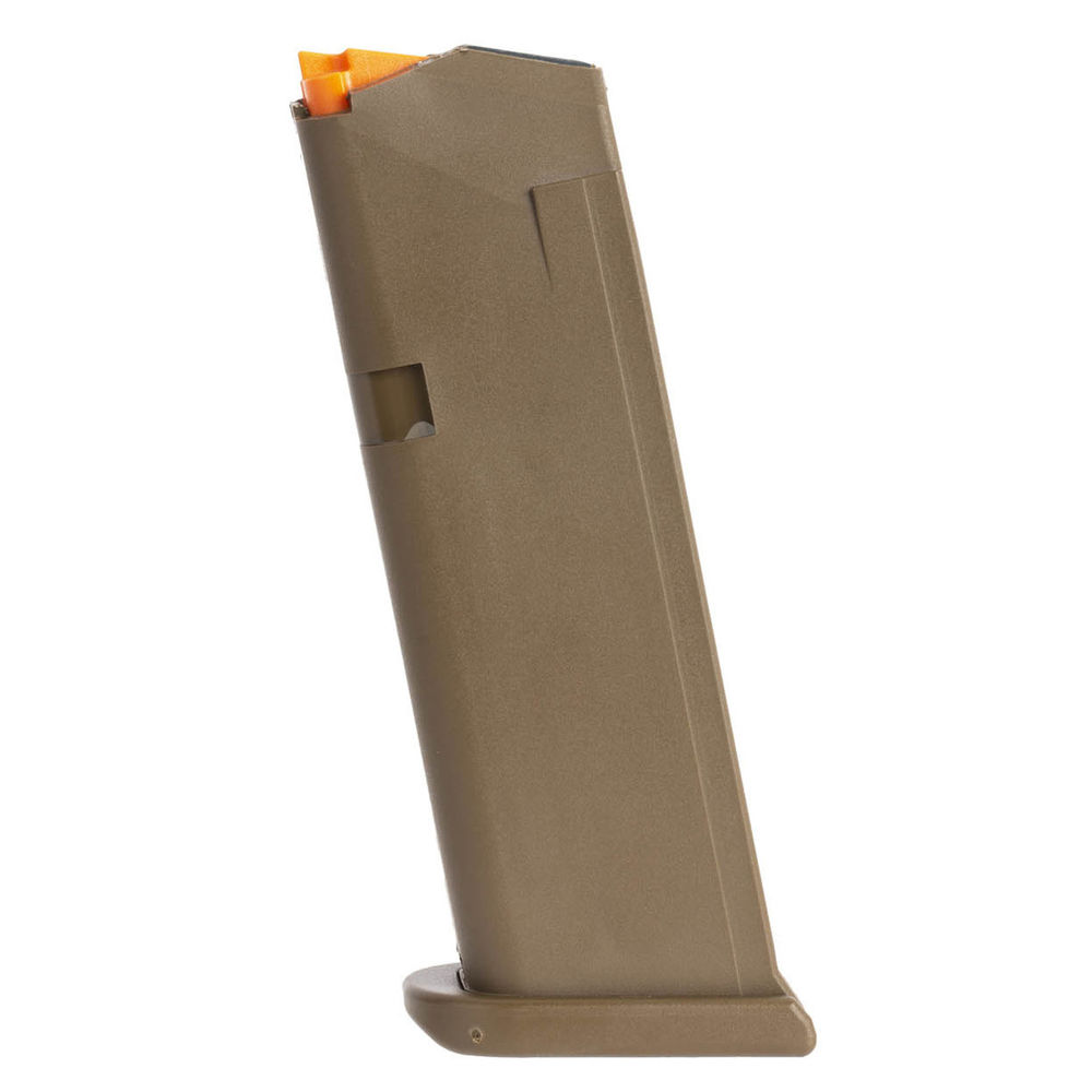 GLOCK MAGAZINE 9MM 15RD G19 FLAT DARK EARTH ORANGE FOLLOWER PACKAGED - for sale