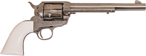 CIMARRON FRONTIER 45LC PW FS 7.5" ENGRAVED NICKEL/IVORY - for sale