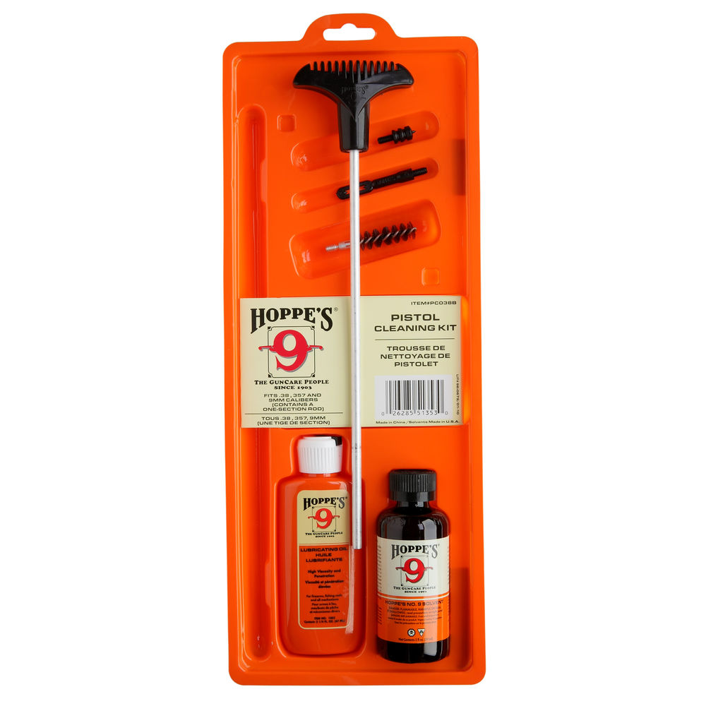HOPPES CLAMSHELL CLEAN KIT 38/357/9mm PISTOL ( 10 PER CASE ) - for sale