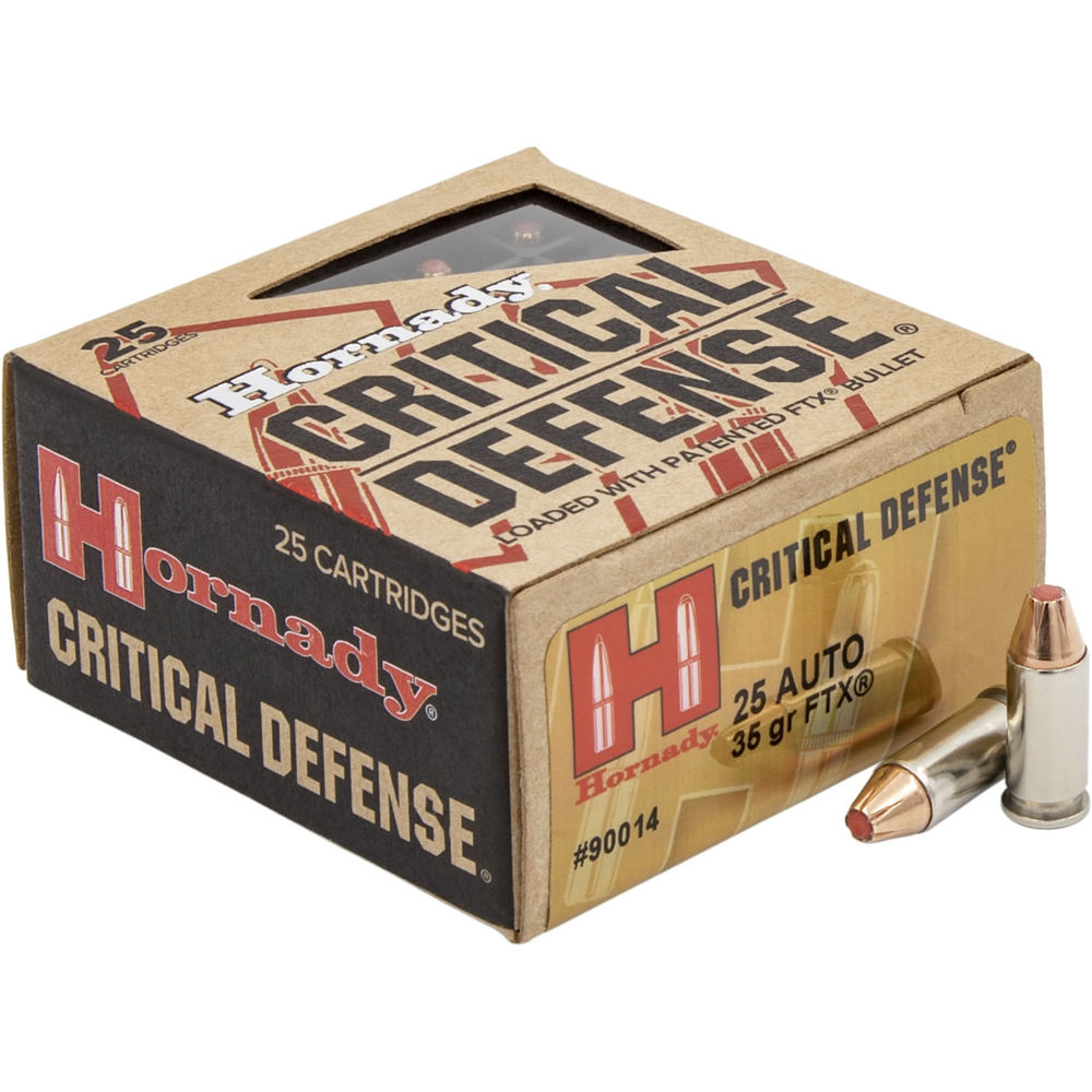 HORNADY CRITICAL DEFENSE AMO 25 AUTO 35GR FTX 25RD (10 BOX CASE) - for sale