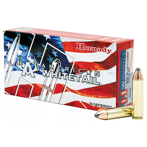 HORNADY AMERICAN WHITETAIL AMO 450 BUSHMASTER 245GR INTERLOCK 20RD (10 BOX CASE) - for sale