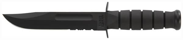 KA-BAR FIGHTING/UTILITY KNIFE 7" SERR W/PLASTIC SHEATH BLACK - for sale