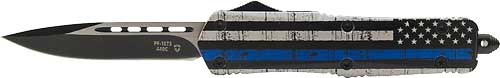 TEMPLAR KNIFE LARGE OTF BACK THE BLUE 3.5" BLK DROP POINT - for sale