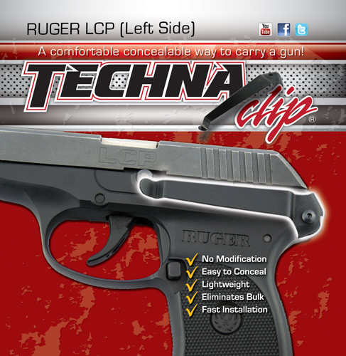 TECHNA CLIP GUN BELT CLIP FOR RUGER LCP 380 LEFT HAND ( 6 PER CASE ) - for sale