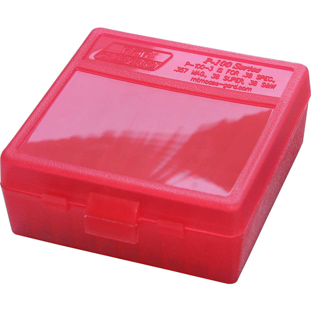 MTM CASE GARD FLIP-TOP BOX CARTRDGE 38/357 100RD RED ( 24 PER CASE ) - for sale
