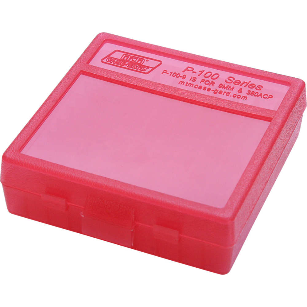 MTM CASE GARD FLIP-TOP BOX CARTRDG 9MM/380 100RD RED ( 24 PER CASE ) - for sale