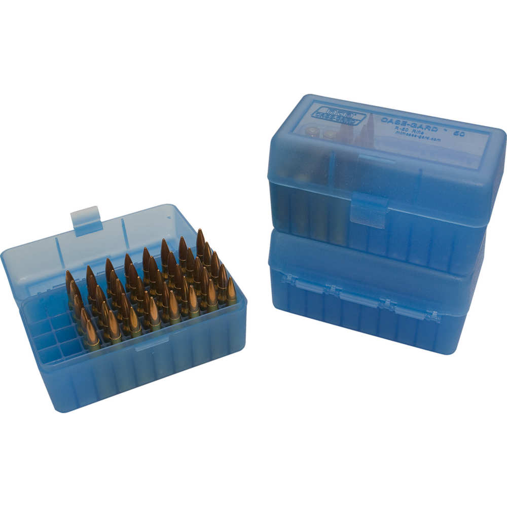MTM CASE GARD FLIP-TOP BOX CARTRG 204/223/6X47 50RD CLR-BLUE ( 24 PER CASE ) - for sale
