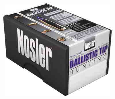 NOSLER BULLETS 6MM .243 95GR BALLISTIC TIP 50CT - for sale