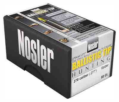 NOSLER BULLETS 270 CAL .277 130GR BALLISTIC TIP 50CT - for sale