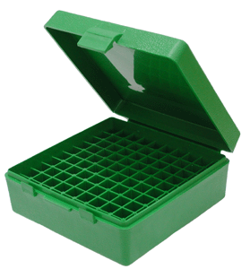 MTM AMMO BOX .38/.357 100-ROUNDS GREEN - for sale