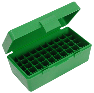 MTM AMMO BOX .38/.357 50-RNDS. FLIP TOP STYLE GREEN - for sale