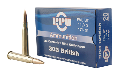 PPU STANDARD RIFLE AMO 303 BRITISH 174 FMJ 20RD (10 BOX CASE) - for sale