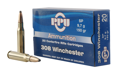 PPU STANDARD RIFLE AMO 308 WIN  150GR SP 20RD (10 BOX CASE) - for sale