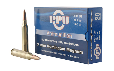 PPU STANDARD RIFLE AMO 7MM REM MAG 140GR PSP 20RD (10 BOX CASE) - for sale