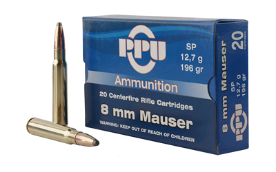 PPU METRIC RIFLE AMO 8MM MAUSER 196GR SP 20RD (10 BOXES PER CASE) - for sale