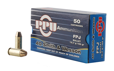 PPU PISTOL AMO 40 S&W 165GR FPJ 50RD (10 BOX CASE) - for sale