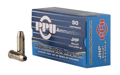 PPU PISTOL AMO 44 REM MAG 240GR JHP 50RD (10 BOXES PER CASE) - for sale