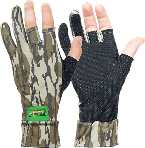 PRIMOS STRETCH FIT FINGERLESS GLOVE MOSSY OAK BOTTOMLAND - for sale