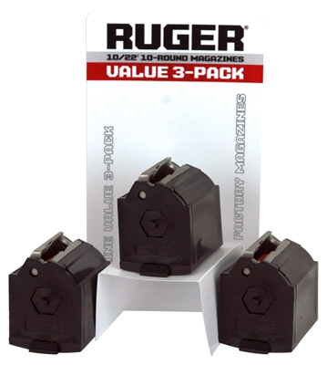 RUGER MAGAZINE 10/22 .22LR 10RD BLACK PLASTIC 3PACK - for sale