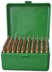 MTM AMMO BOX MEDIUM RIFLE 100-ROUNDS FLIP TOP STYLE GRN - for sale