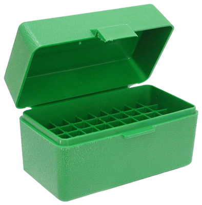MTM AMMO BOX .22/6MM PPC & BR 50-ROUNDS FLIP TOP STYLE GREEN - for sale