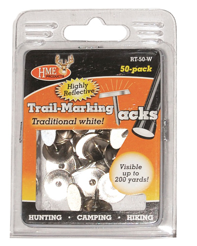 HME TRAIL TACKS REFLECTIVE METAL WHITE 50PK - for sale