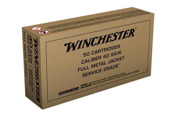 WINCHESTER SERVICE GRADE 40 SW 165GR FMJ-RN 50RD 10BX/CS - for sale