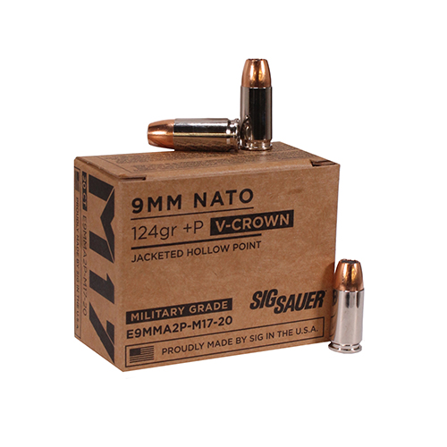 SIG AMMO M17 9MM+P LUGER 124GR ELITE V-CROWN JHP 20RD 10BX/CS - for sale